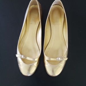 J Crew Gold Ballet flats 8 1/2